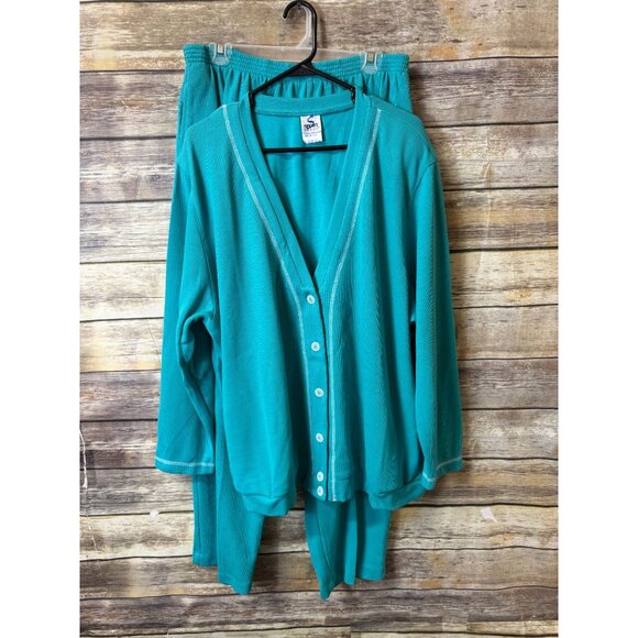 Sport Savvy Flatback Ribbed Wardrober 2X Aqua Sweater Lounge Set & Graphic‎ Tee - Picture 2 of 13